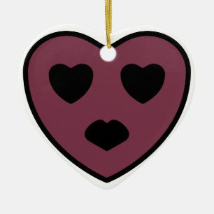 Smiley Heart - Pout Ceramic Ornament