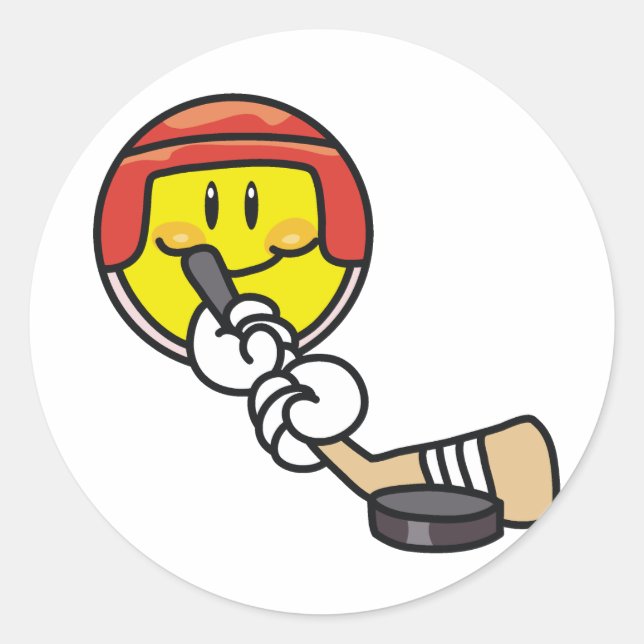 Smiley Hockey Tshirts and Gifts Classic Round Sticker (Front)