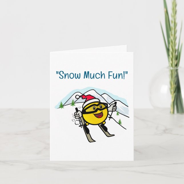 Smiley on Ski Holiday Card (Front)