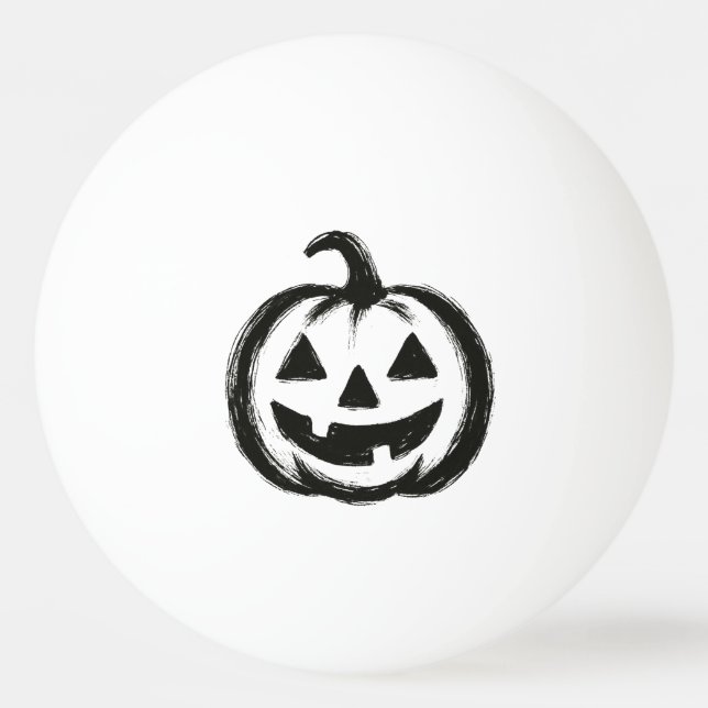 Smiley Pumpkin – Ink Brush Halloween Design on  Ping Pong Ball (Front)