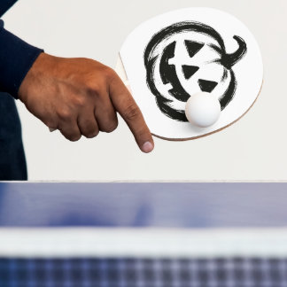 Smiley Pumpkin – Ink Brush Halloween Design on  Ping Pong Paddle