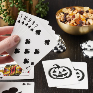 Smiley Pumpkin – Ink Brush Halloween Design on  Playing Cards