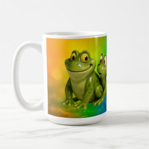 Smiley Rainbow Frogs Coffee Mug