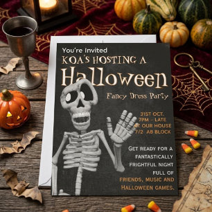 Smiley Skeleton Fancy Dress Party halloween Invitation