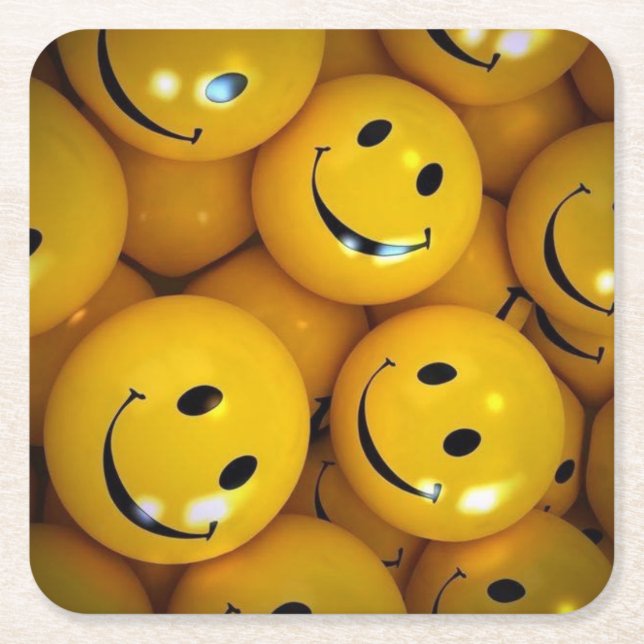 Smiley  square paper coaster (Front)