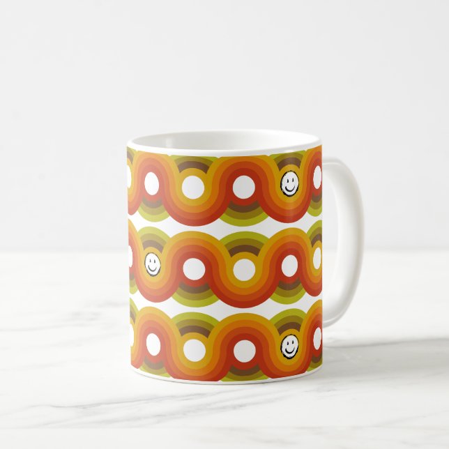 Smiley Vintage Retro Pattern No. 02 Coffee Mug (Front Right)