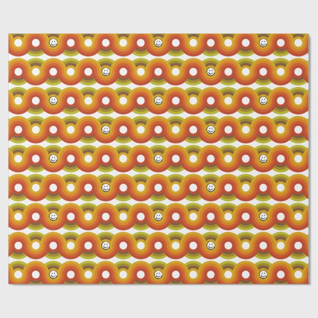 Smiley Vintage Retro Pattern No. 02 Wrapping Paper (Flat)