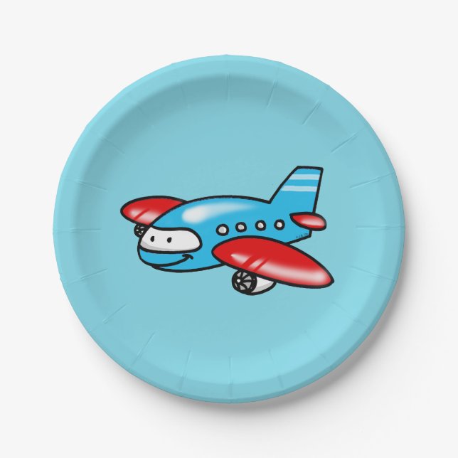 Smiling Aeroplane Party Design   Paper Plate (Front)