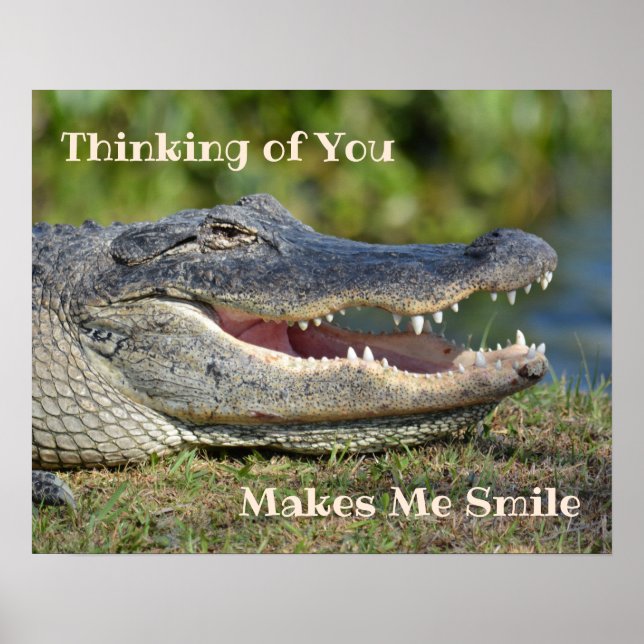 Smiling Alligator Thinking of You Makes Me Smile Poster (Front)