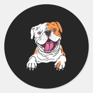 Smiling American Bulldog English Puppy Dog Lover Classic Round Sticker