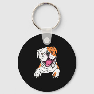 Smiling American Bulldog English Puppy Dog Lover Key Ring