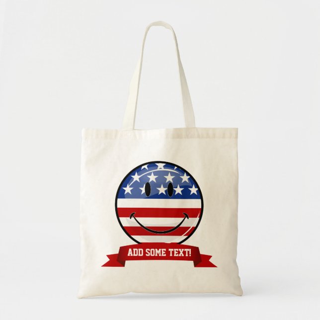 Smiling American Flag Tote Bag (Front)