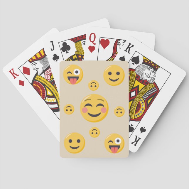 Smiling and Funny Emoji Faces Playing Cards (Back)