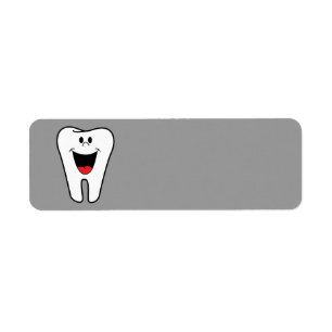 Smiling animated Tooth Return Address Label
