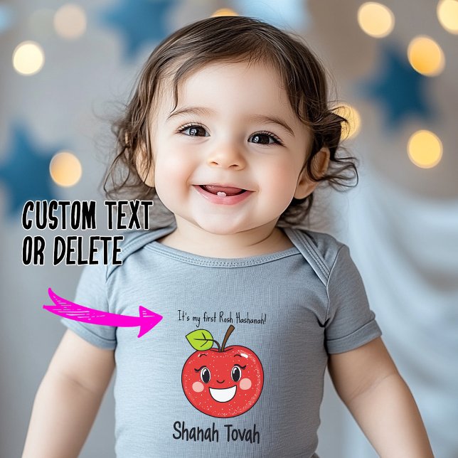  🍎Smiling Apple Delight with custom text Baby Bodysuit (🍎Smiling Apple Delight with custom text Baby Bodysuit)