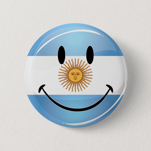 Smiling Argentine Flag 6 Cm Round Badge (Front)