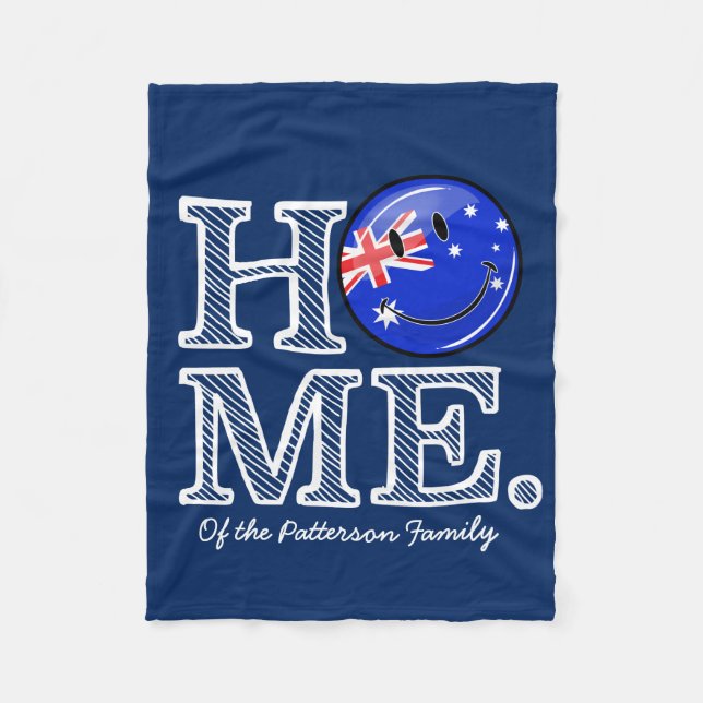 Smiling Australian Flag Housewarming Fleece Blanket (Front)