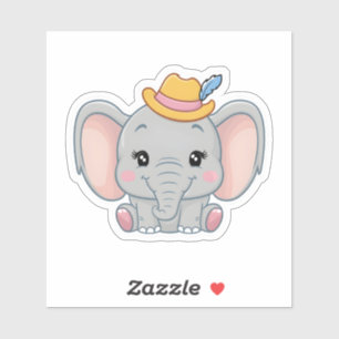 Smiling Baby Elephant with Blush Cheeks, kawaii 