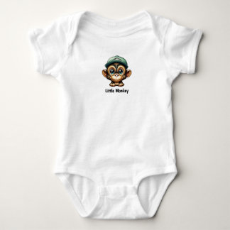 Smiling Baby Monkey Green Hat Bodysuit