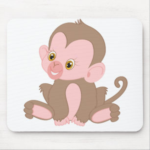 Smiling Baby Monkey Mouse Pad