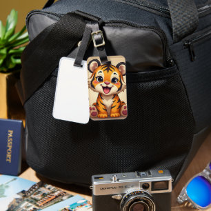 Smiling baby tiger image luggage tag