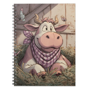 Smiling Barn Cow Pastel Farm Notebook