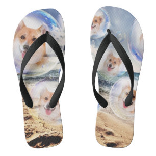 Smiling Beach Corgis Thongs