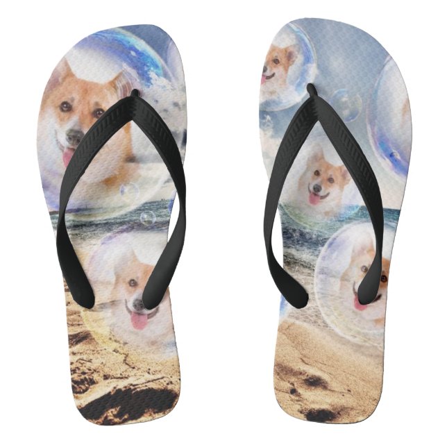 Smiling Beach Corgis Thongs (Footbed)