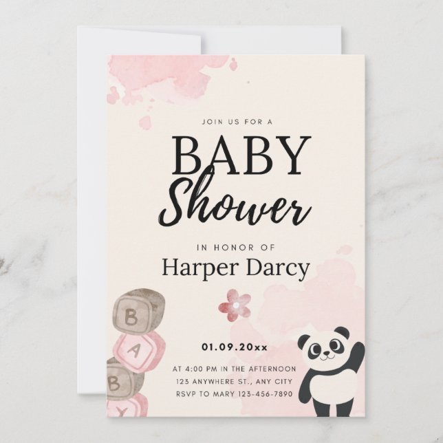 Smiling Bear Baby Shower Invite (Front)