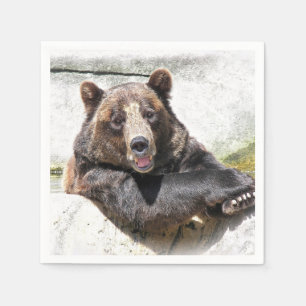 smiling bear birthday napkin