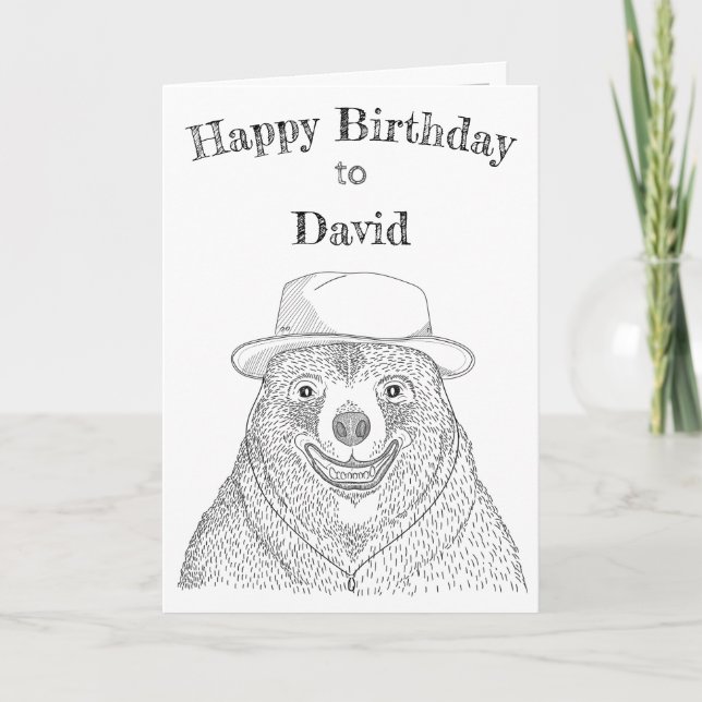 Smiling Bear / Personalised Birthday Card (Front)