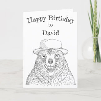 Smiling Bear / Personalised Birthday Card