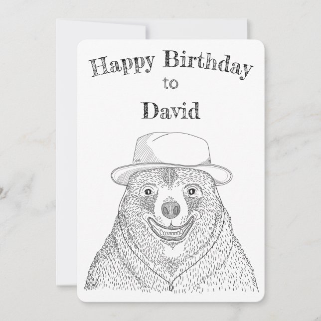 Smiling Bear / Personalised Birthday Card (Front)
