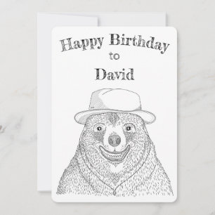 Smiling Bear / Personalised Birthday Card