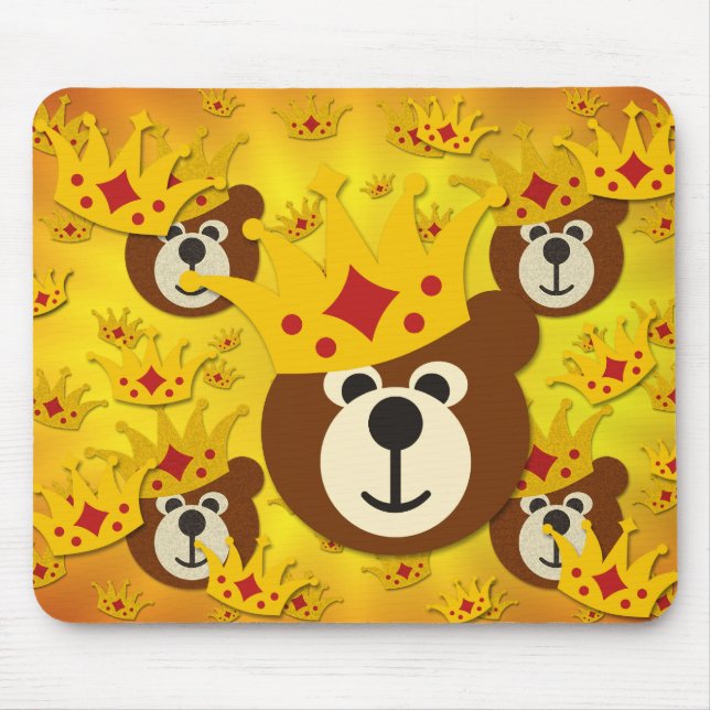 Smiling Bear With Crown Mouse Pad (Front)