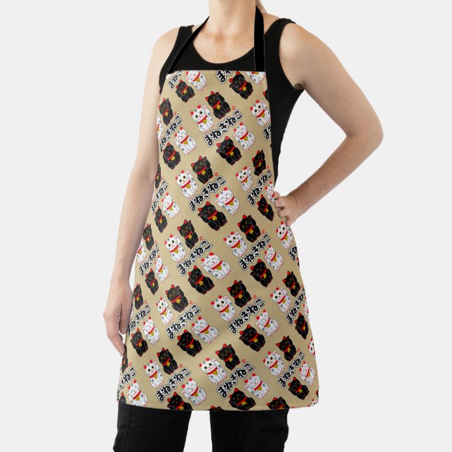 Smiling Beckoning cat - Japanese Manekineko Apron (Insitu)