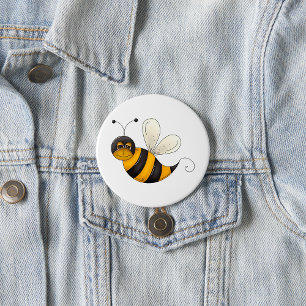 Smiling Bee Fun Bumblebee Character 7.5 Cm Round Badge