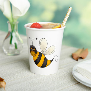 Smiling Bee Fun Bumblebee Character Paper Cups