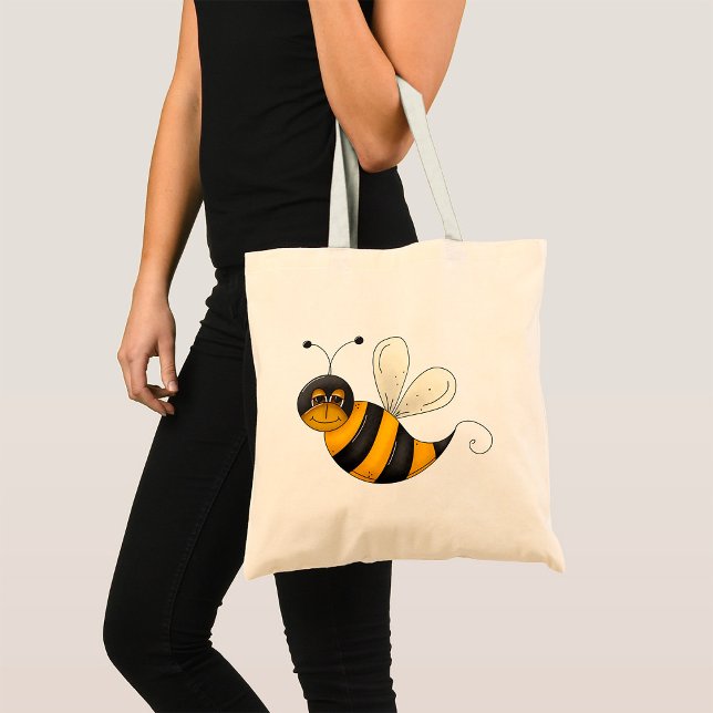 Smiling Bee Fun Bumblebee Character Tote Bag (Creator Uploaded)