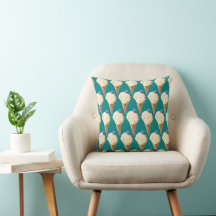 Smiling Bichon Ice Cream Pattern Teal Art