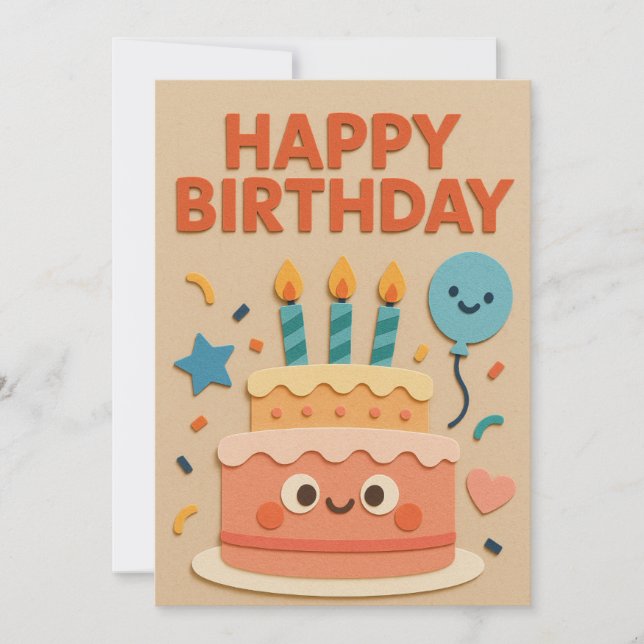 Smiling Birthday Cake Card (Front)