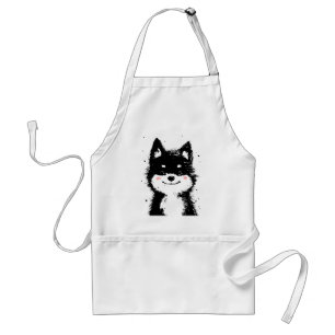 Smiling Black and White Dog Standard Apron