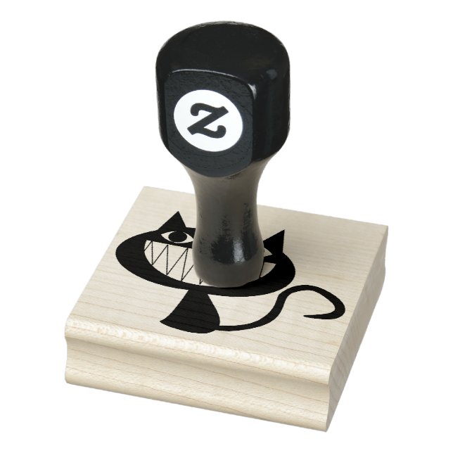 SMILING BLACK CAT RUBBER STAMPS (Stamp)