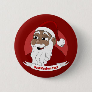 Smiling black Santa Claus cartoon 6 Cm Round Badge