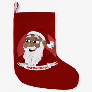 Smiling black Santa Claus cartoon Small Christmas  Stocking