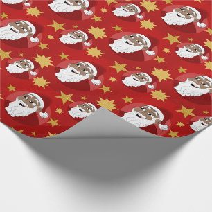 Smiling black Santa Claus cartoon Wrapping Paper