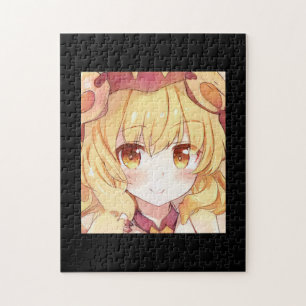 Smiling blonde girl with amber eyes anime manga  jigsaw puzzle