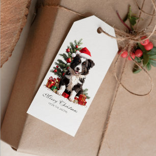 Smiling Border Collie Christmas Puppy Personalized Gift Tags