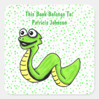Smiling Bright Green Cartoon Snake Polka Dots