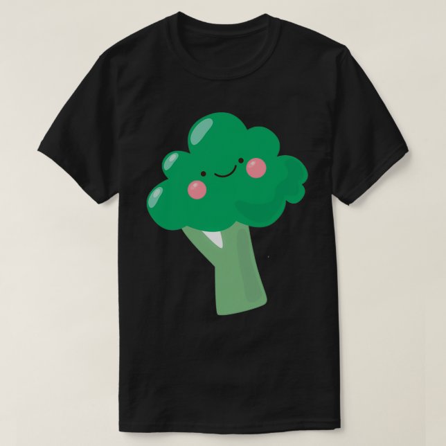 Smiling Broccoli Sticker T-Shirt (Design Front)
